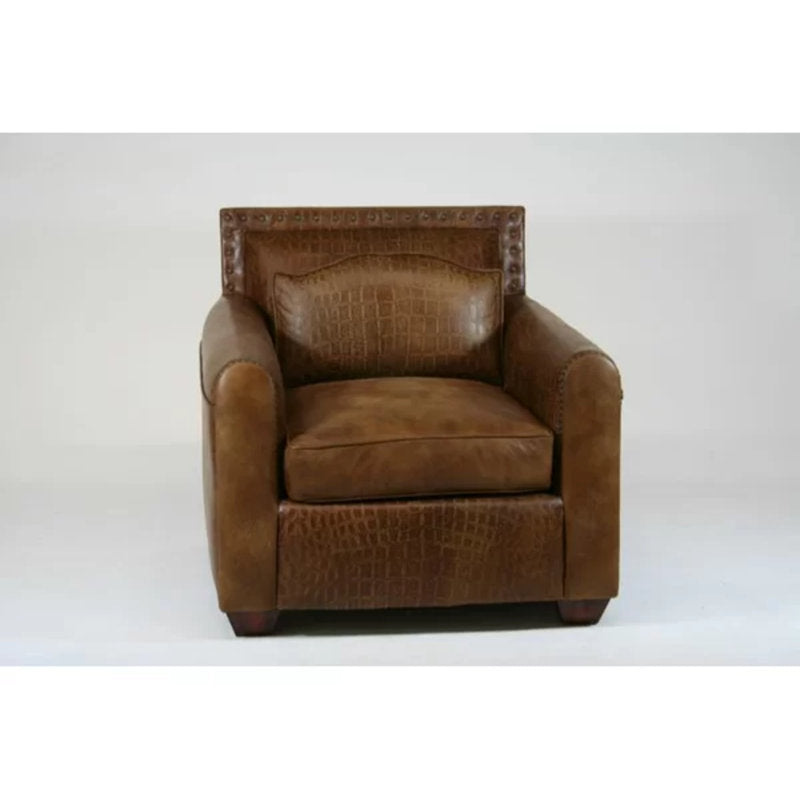 Leather Armchair Chair with Ottoman