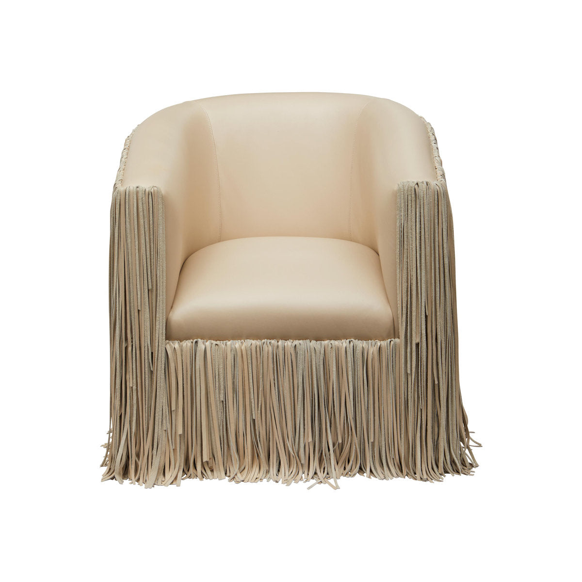 Leather Fringe Swivel Occasional Chair