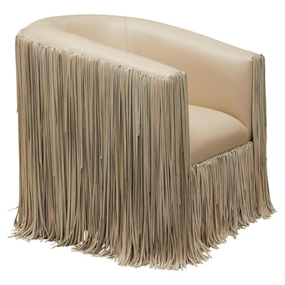 Leather Fringe Swivel Occasional Chair
