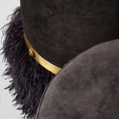 Leather Ostrich Fluff Pouf