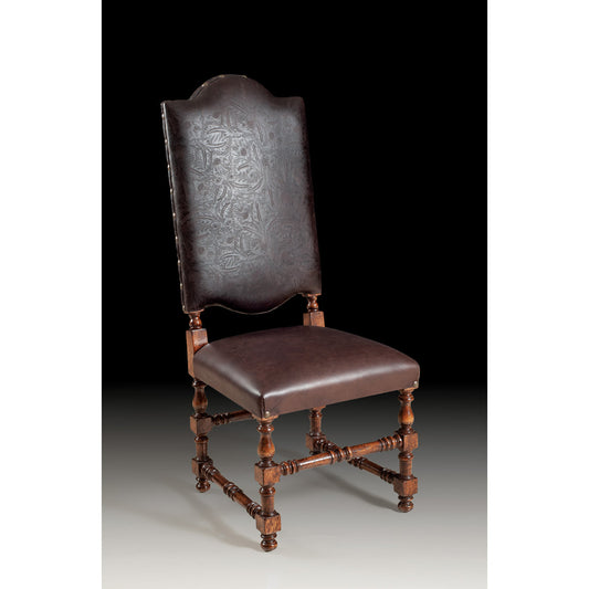 Leather Upholstered Side Chair in Brown