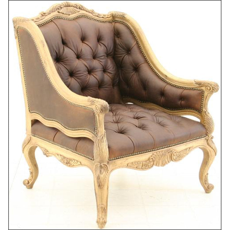 Leather Wingback Chair Chair with Ottoman