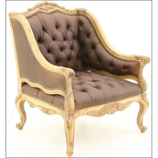 Leather Wingback Chair Chair with Ottoman