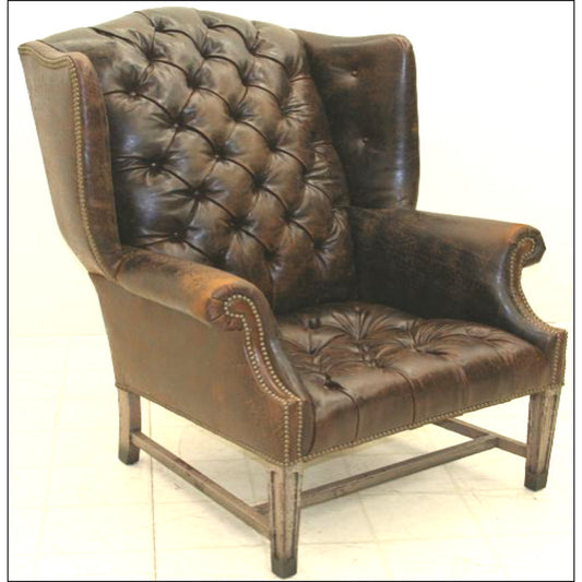 Leather Wingback Chair Chair with Ottoman