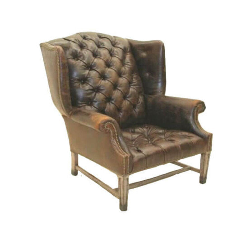 Leather Wingback Chair Chair with Ottoman