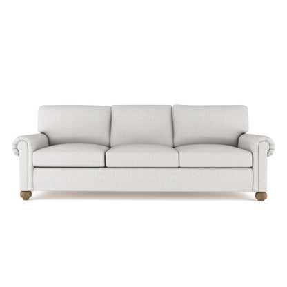Leroy Rolled Panel-Arm Sofa with Bun Feet