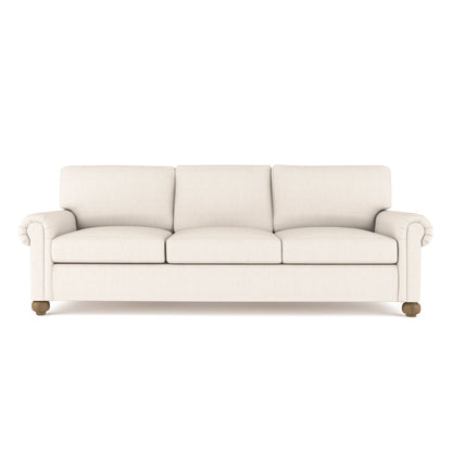 Leroy Rolled Panel-Arm Sofa with Bun Feet