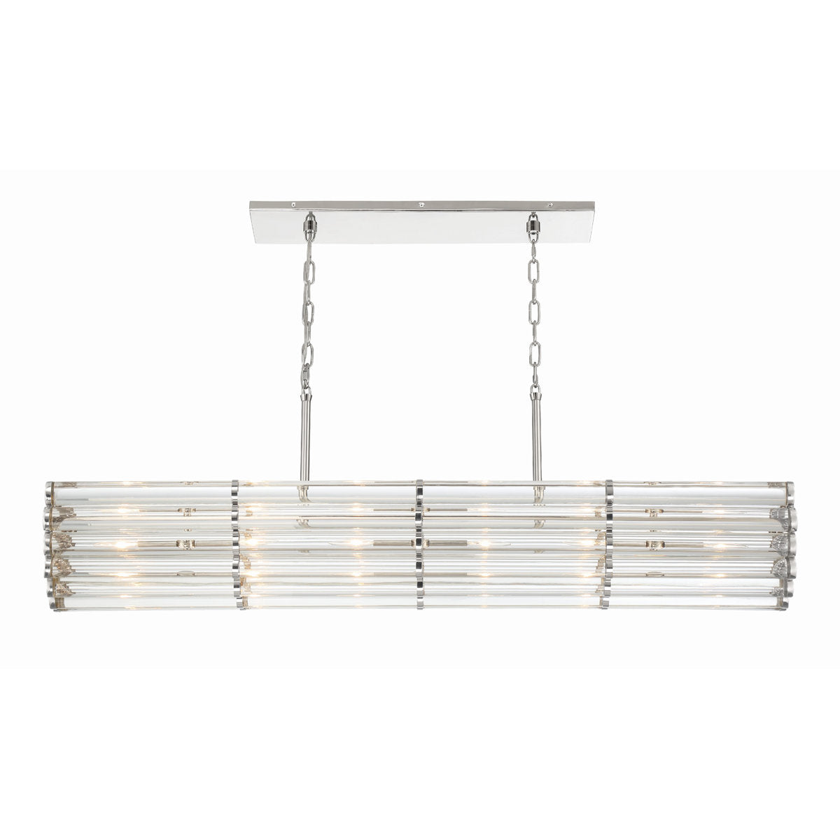 Libby Langdon For Crystorama Elliot 6 Light Polished Nickel Linear Chandelier