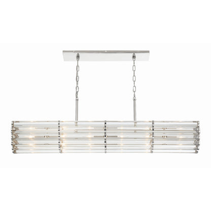 Libby Langdon For Crystorama Elliot 6 Light Polished Nickel Linear Chandelier