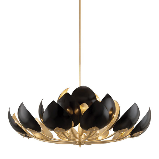 Lotus 21 Light Chandelier - Gold Leaf Finish