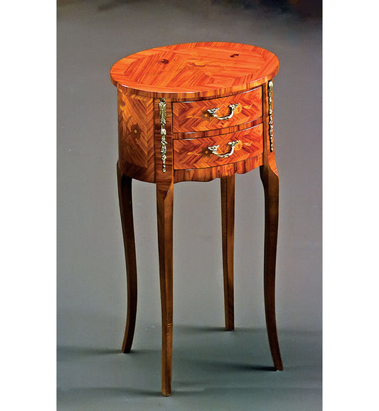 Louis XVI Solid Wood End Table with Storage