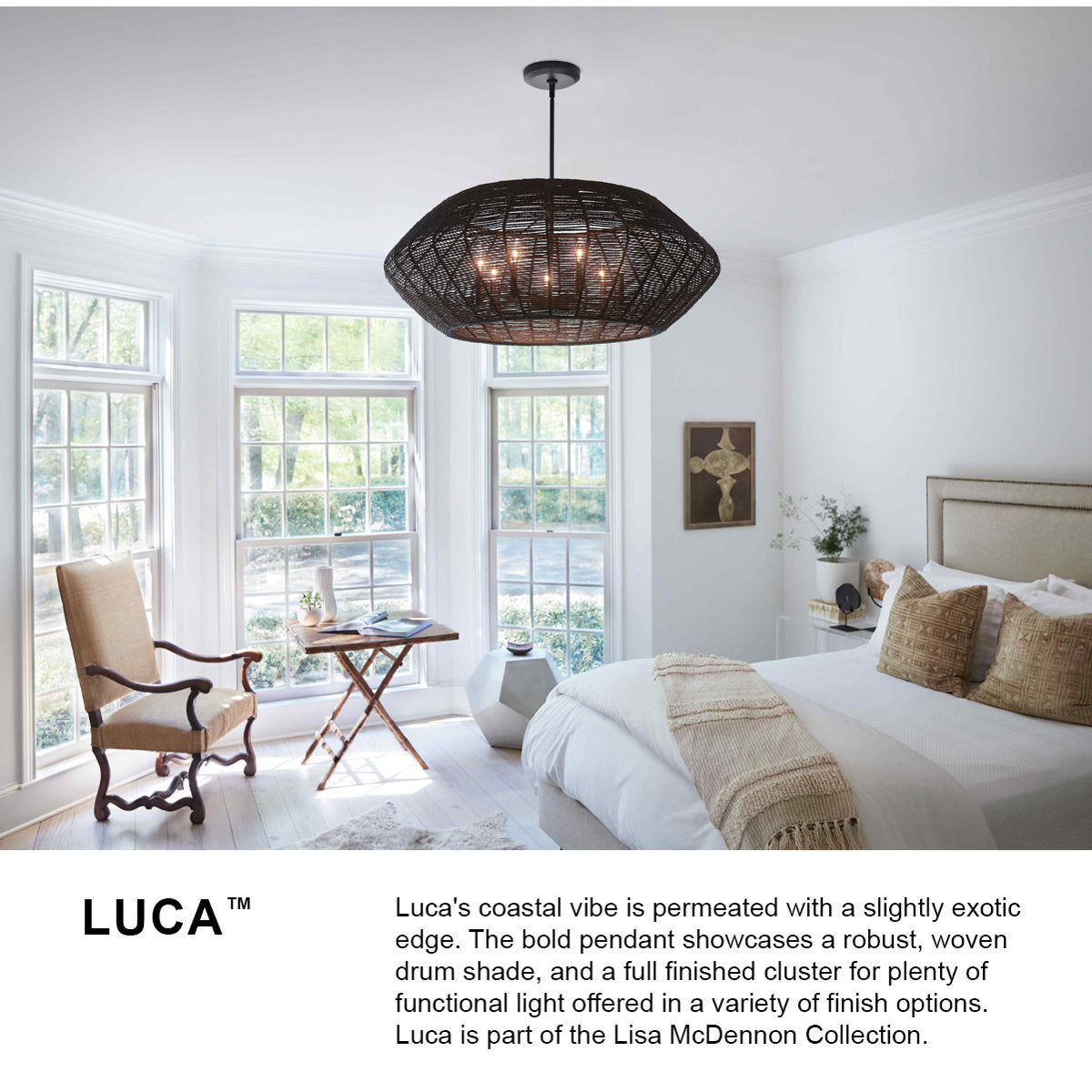 Luca Eight-Light Woven Drum Chandelier by Lisa McDennon