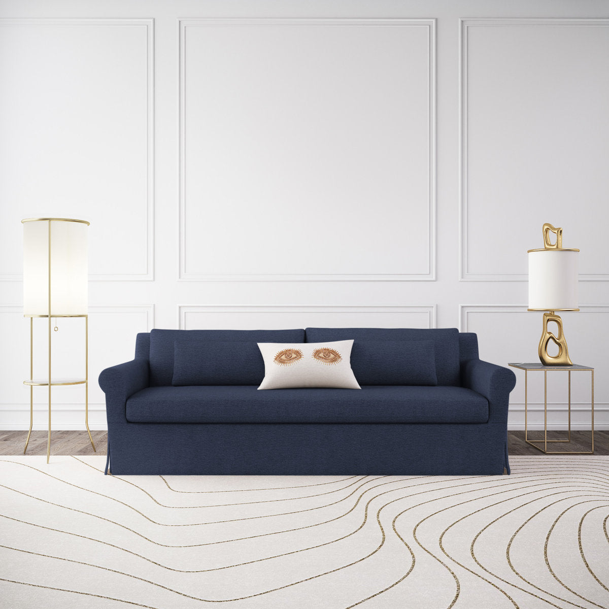Ludlow Rolled-Arm Skirted Sofa