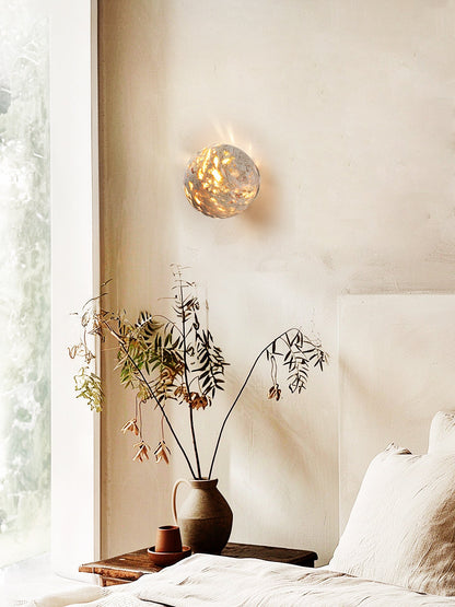 Luma Vein Stone Sphere Wall Light