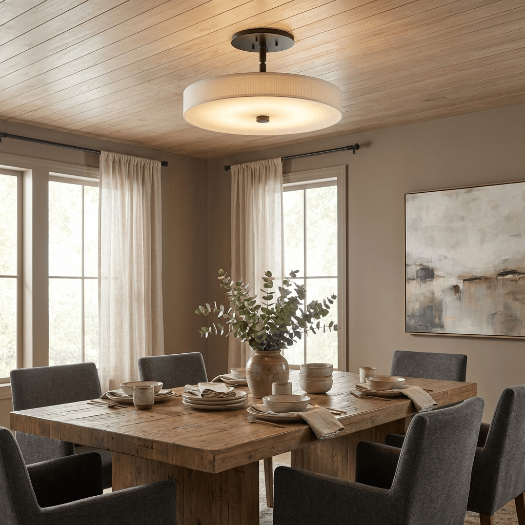 Luma Linen Drum Ceiling Light