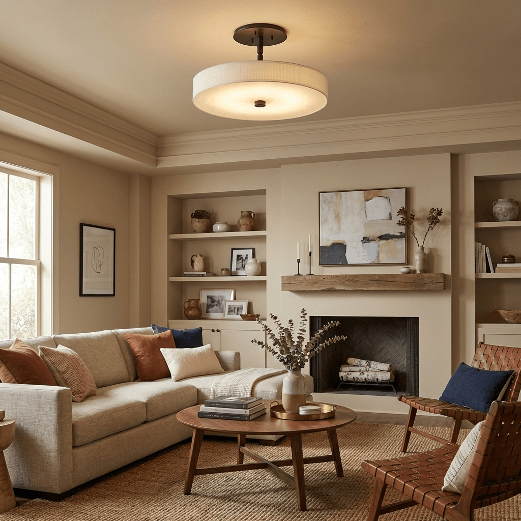 Luma Linen Drum Ceiling Light