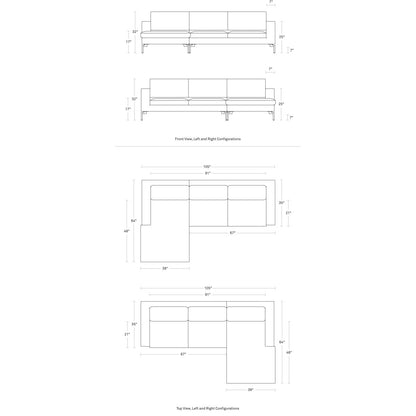 MTO - Bonnie & Clyde U-Shaped Sectional w/ Black Legs