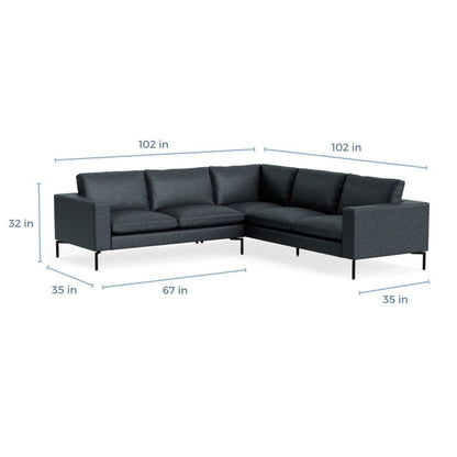 MTO - The New Standard L-Shaped Sectional - Small with Black Legs