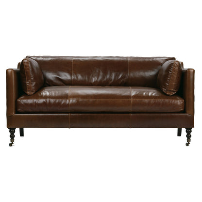 Madeline Leather Bench Cushion Sofa