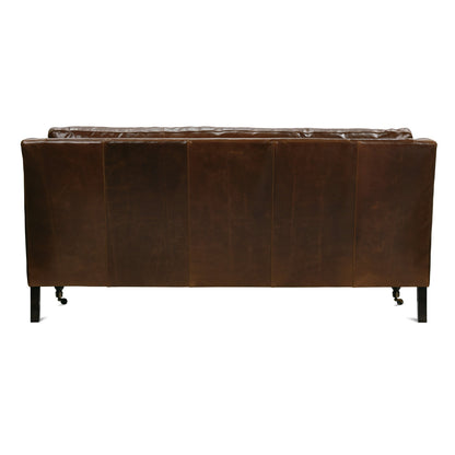 Madeline Leather Bench Cushion Sofa