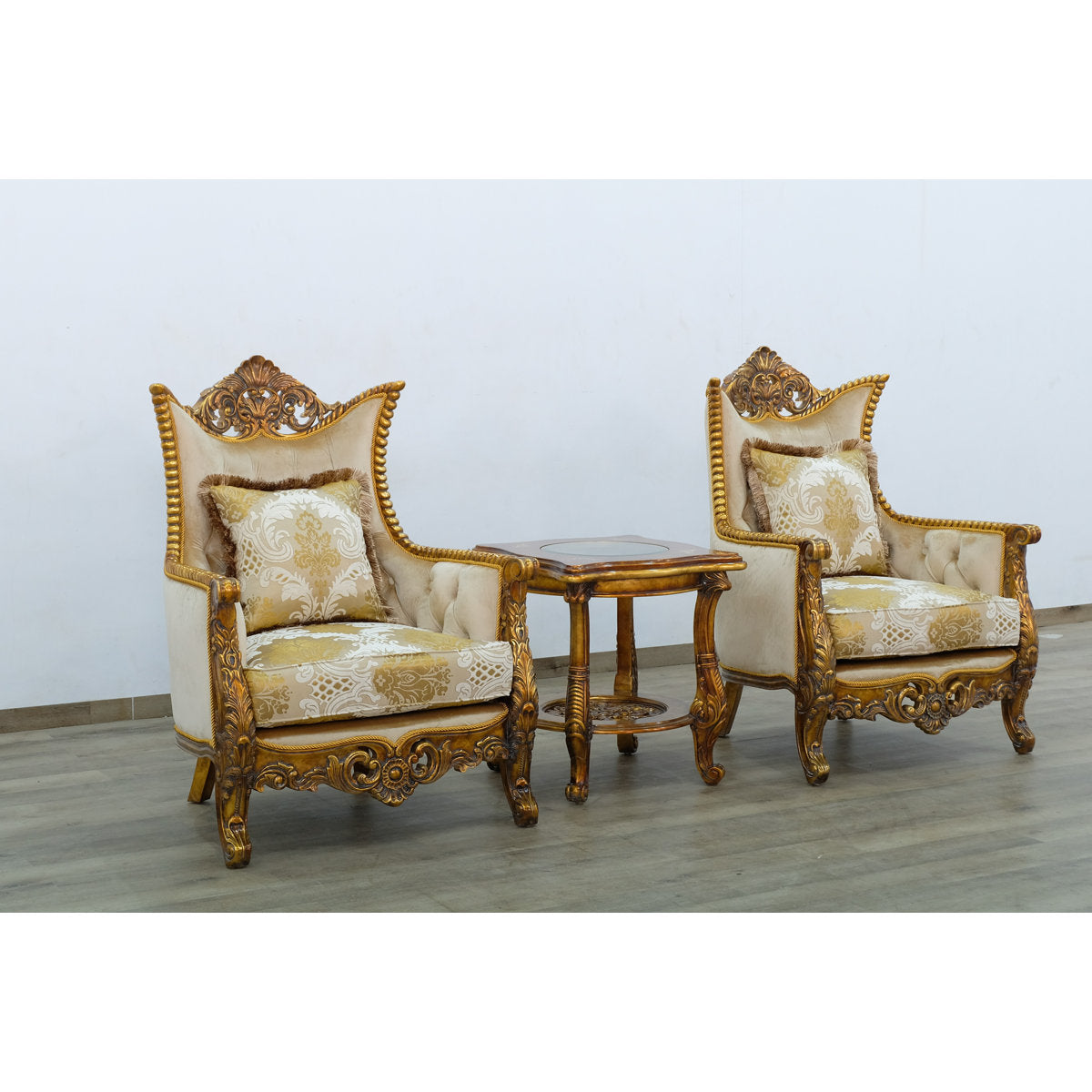 Maggiolini Tufted Wingback Chair Chair with Ottoman