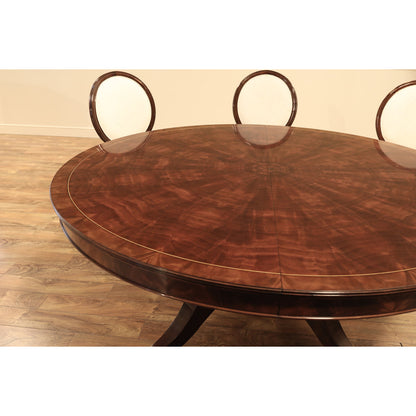 Mahogany Pedestal Table With Self-storing Leaf Seats 6-12