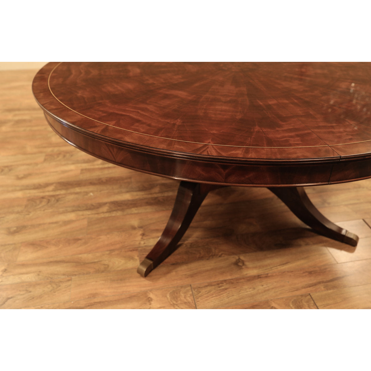Mahogany Pedestal Table With Self-storing Leaf Seats 6-12