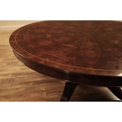 Mahogany Pedestal Table With Self-storing Leaf Seats 6-12