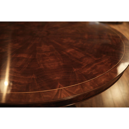 Mahogany Pedestal Table With Self-storing Leaf Seats 6-12