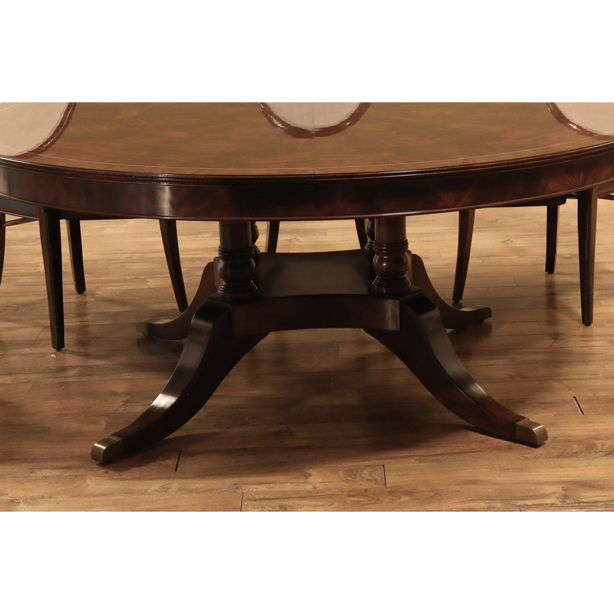 Mahogany Pedestal Table With Self-storing Leaf Seats 6-12