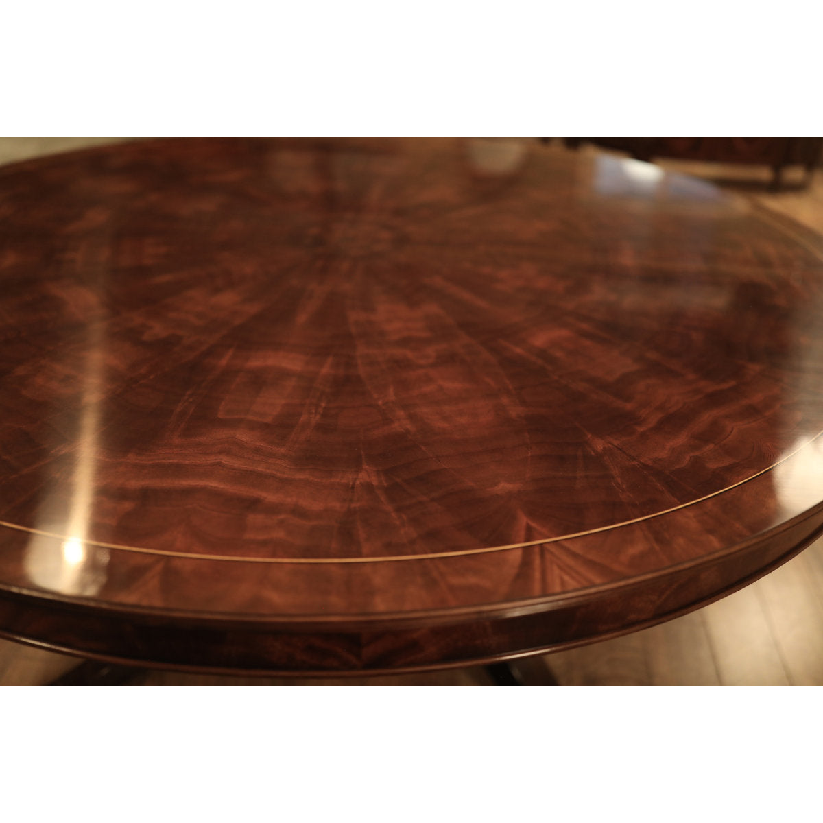 Mahogany Pedestal Table With Self-storing Leaf Seats 6-12