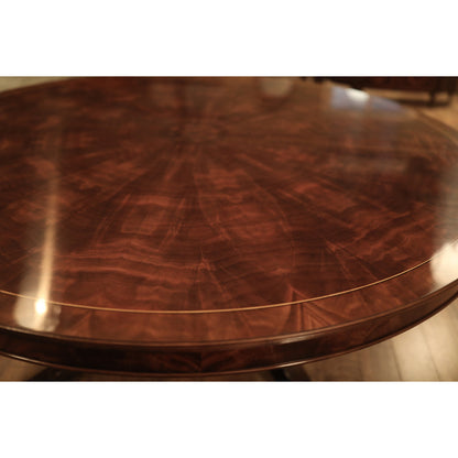 Mahogany Pedestal Table With Self-storing Leaf Seats 6-12