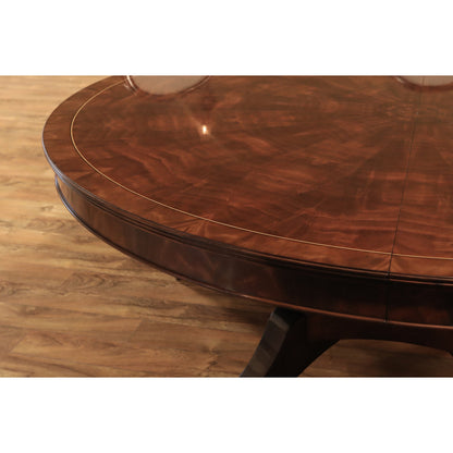 Mahogany Pedestal Table With Self-storing Leaf Seats 6-12