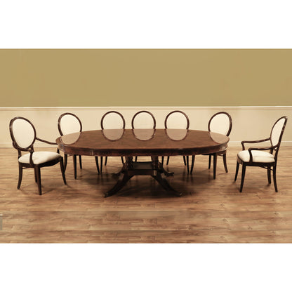 Mahogany Pedestal Table With Self-storing Leaf Seats 6-12