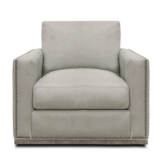 Malibu Leather Swivel Armchair Chair with Ottoman