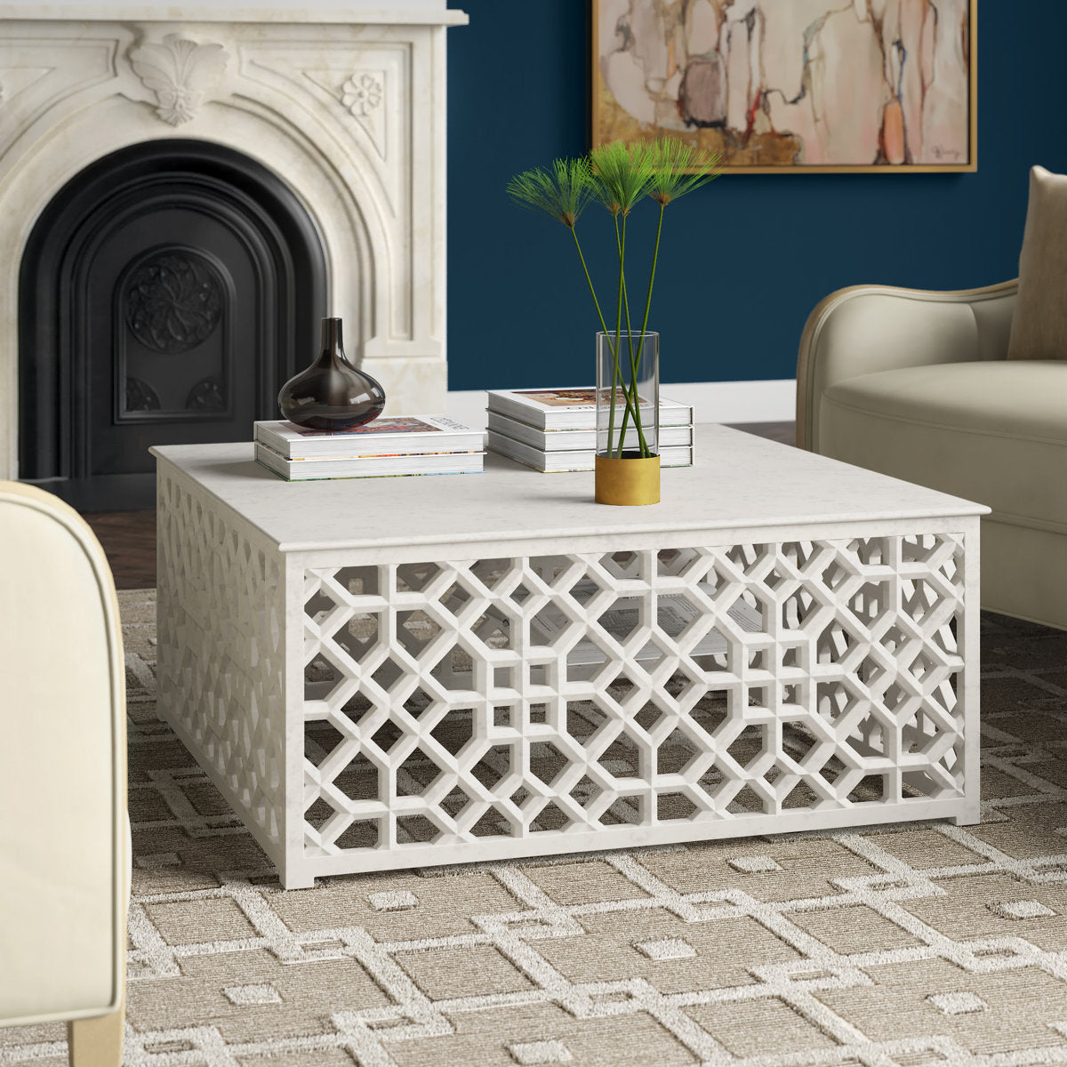 Marble Fret Cocktail Table