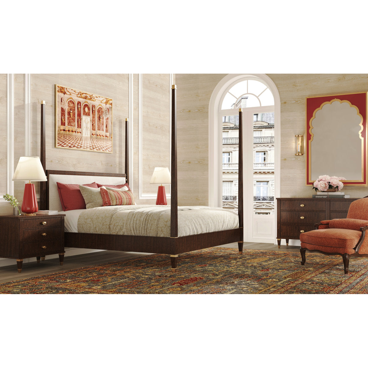 Marlborough By Alexa Hampton Upholstered Four Poster Bed