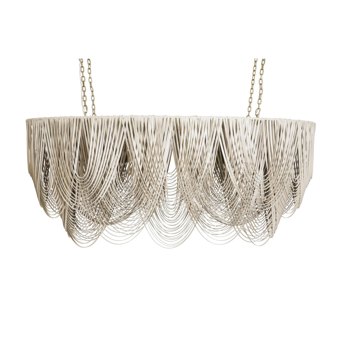 Medium Oval Leather Fringe Chandelier