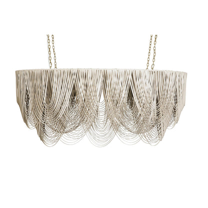 Medium Oval Leather Fringe Chandelier