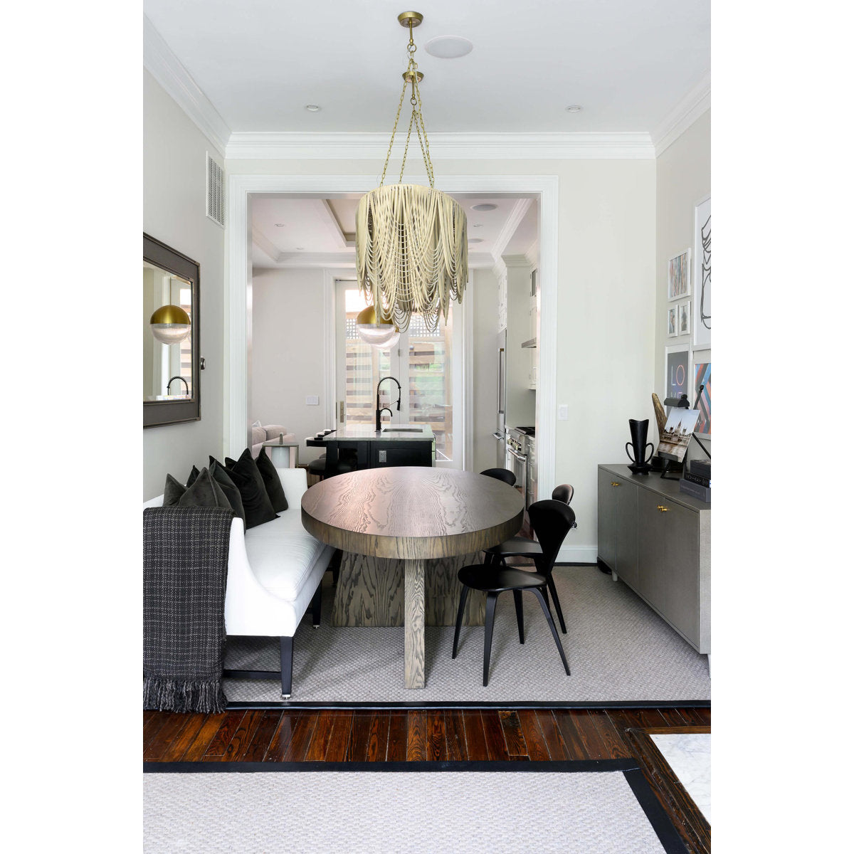Medium Oval Leather Fringe Chandelier