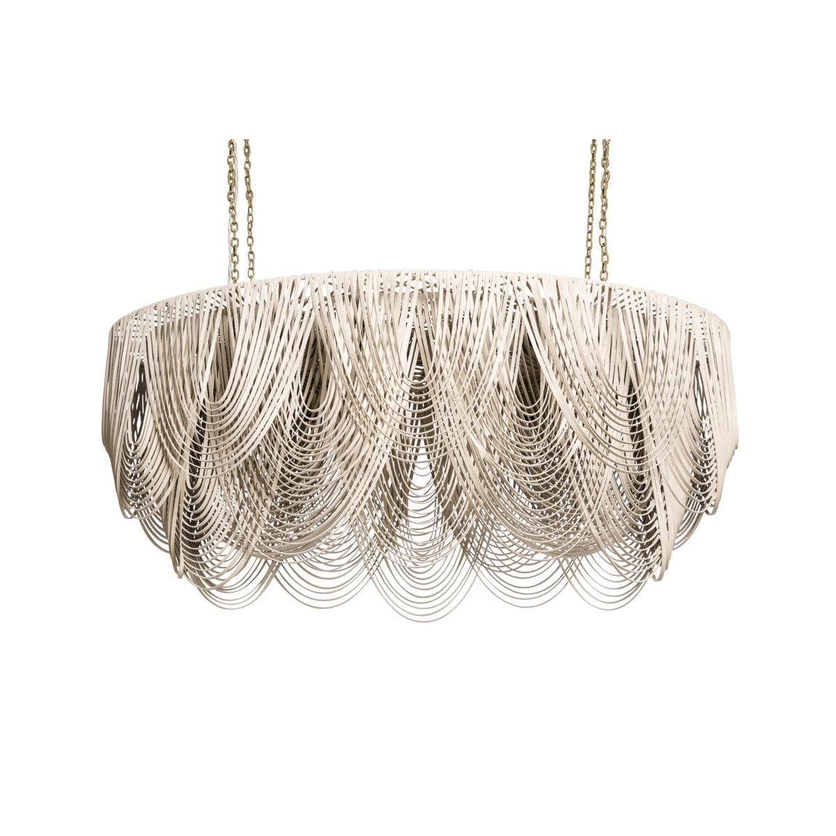 Medium Oval Leather Fringe Chandelier