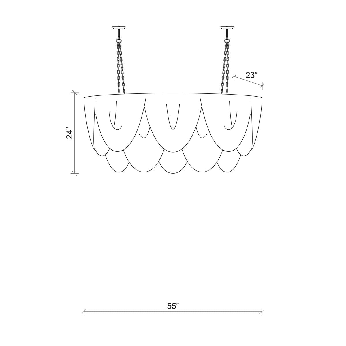 Medium Oval Leather Fringe Chandelier