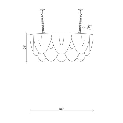 Medium Oval Leather Fringe Chandelier