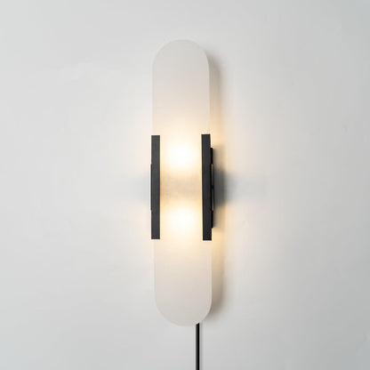 Oblong Alabaster Plug-in Wall Sconce