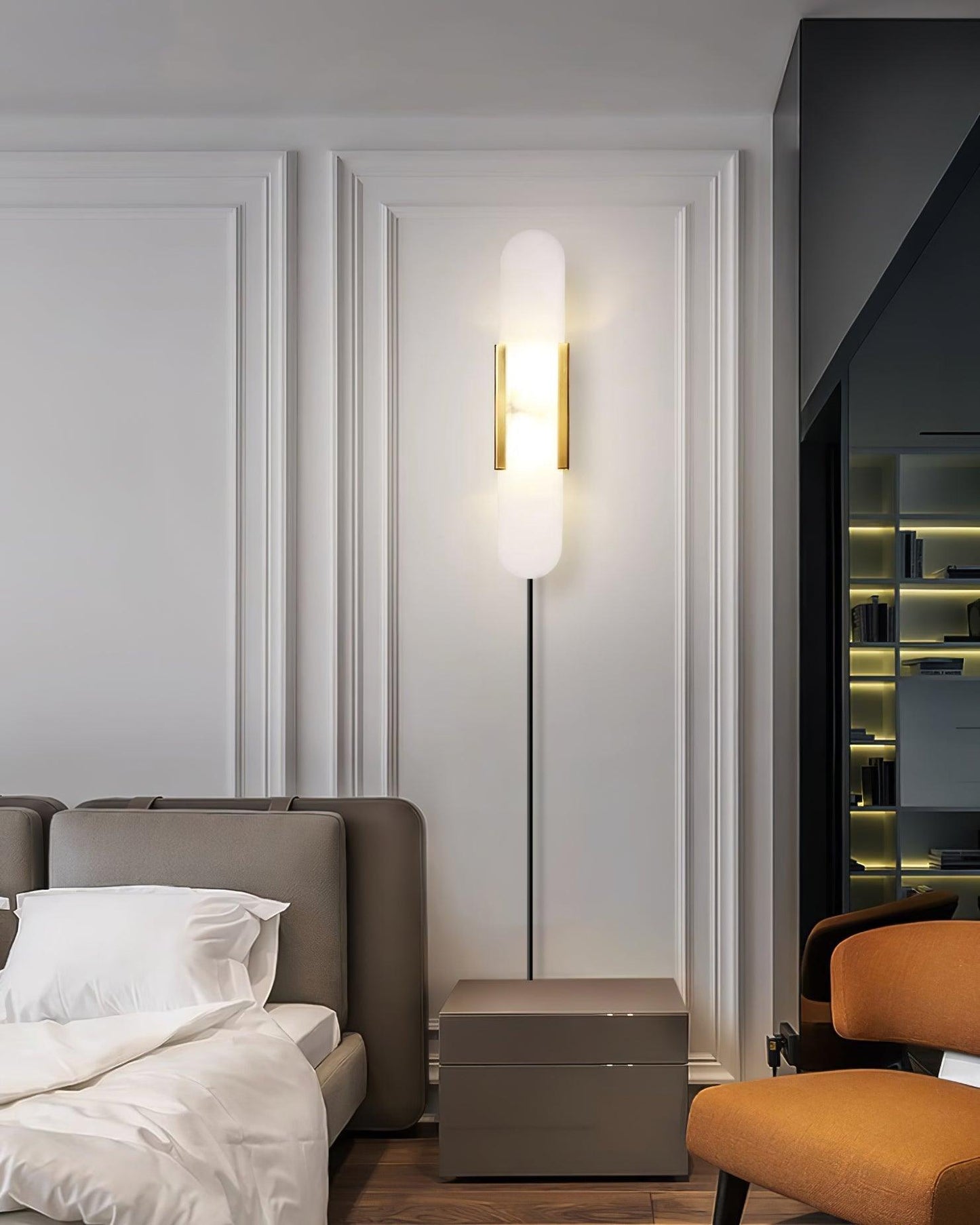 Oblong Alabaster Plug-in Wall Sconce