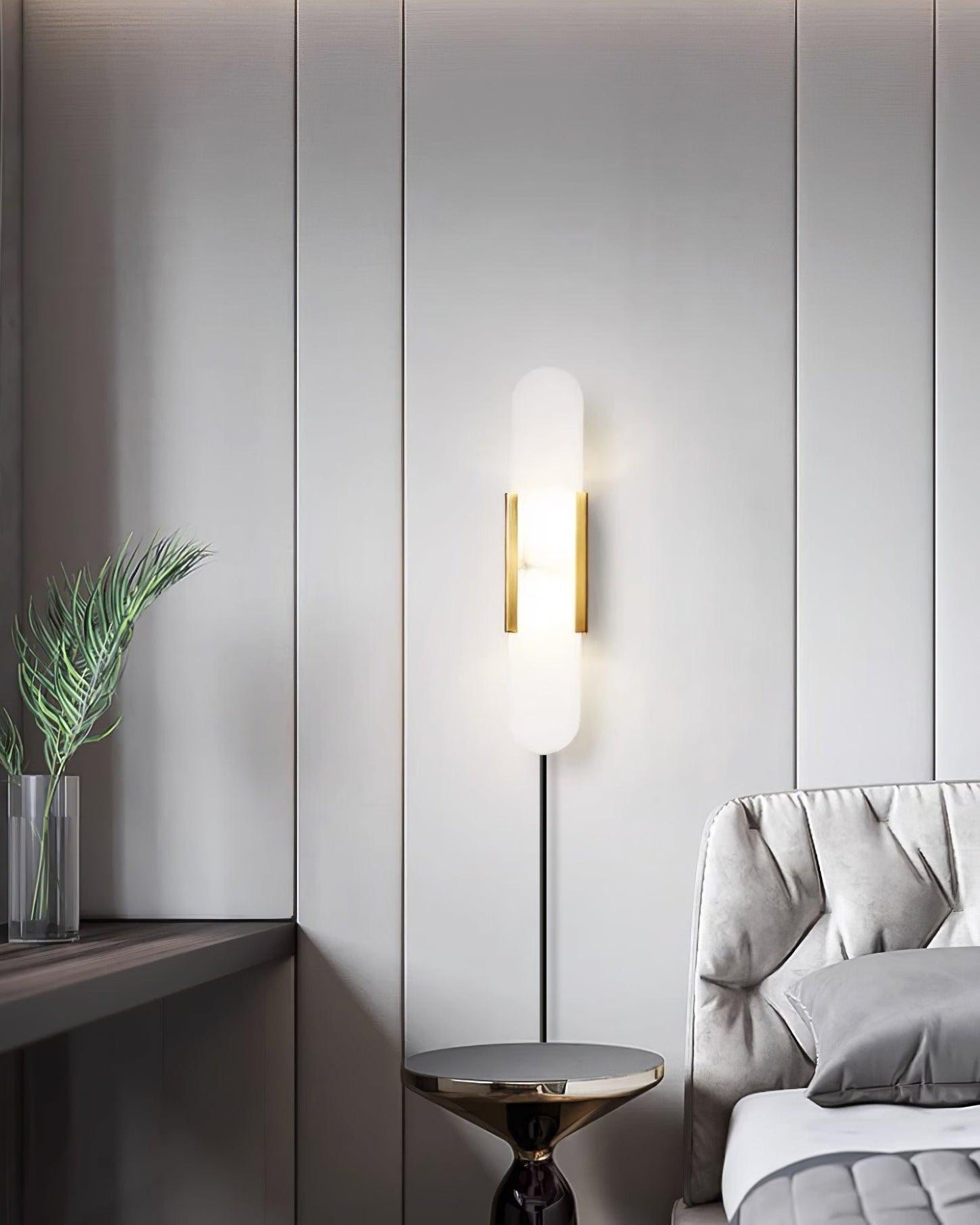 Oblong Alabaster Plug-in Wall Sconce