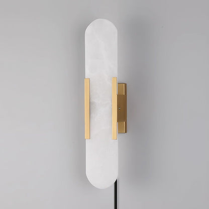 Oblong Alabaster Plug-in Wall Sconce