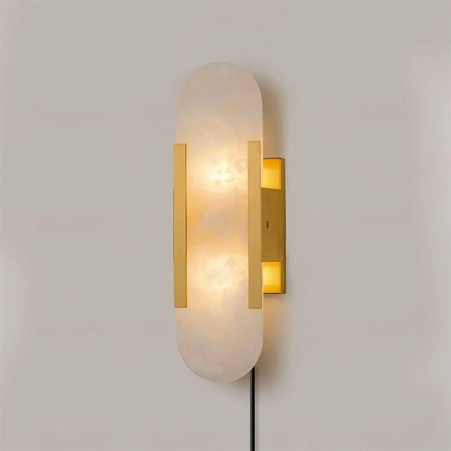 Oblong Alabaster Plug-in Wall Sconce