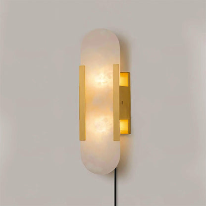 Oblong Alabaster Plug-in Wall Sconce
