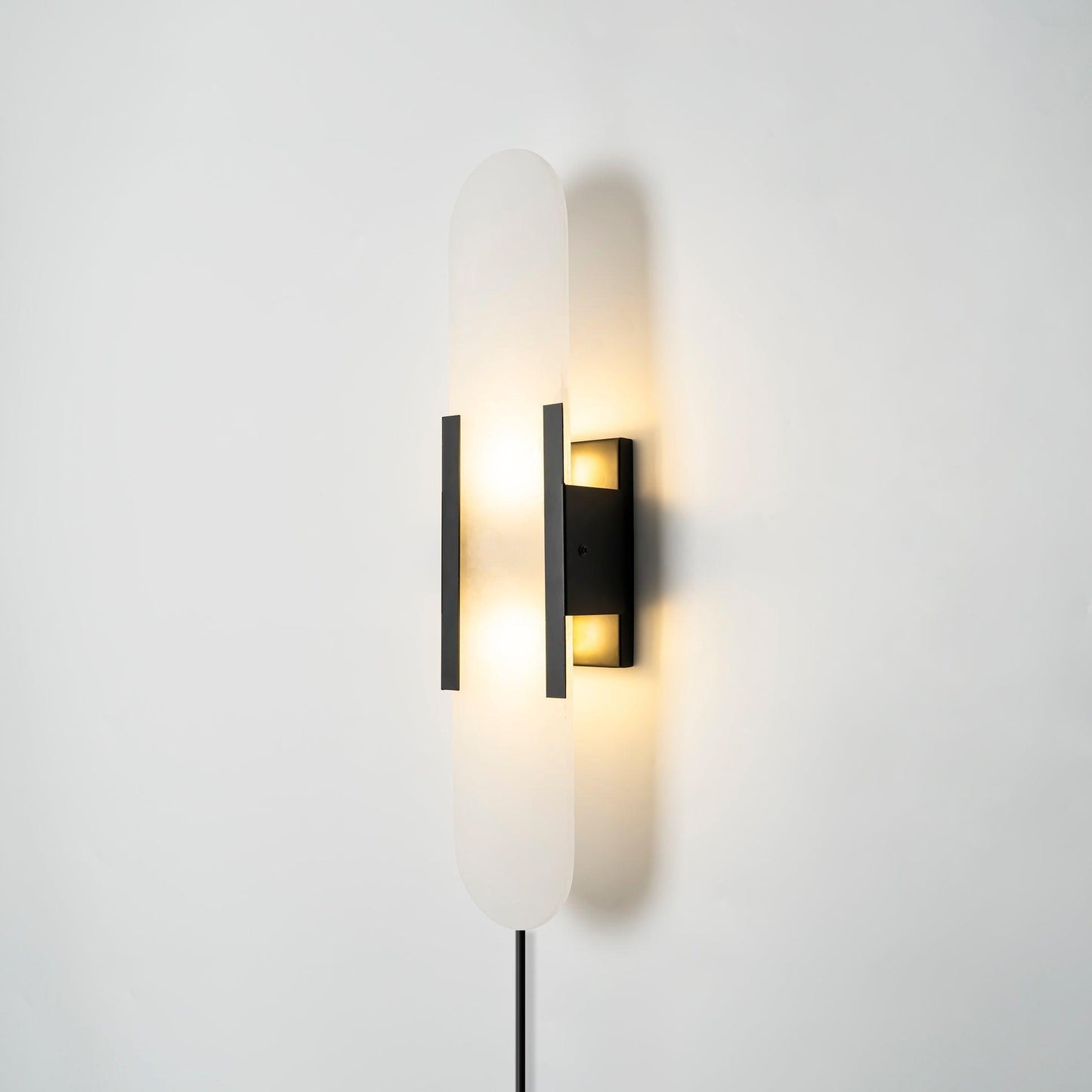 Oblong Alabaster Plug-in Wall Sconce